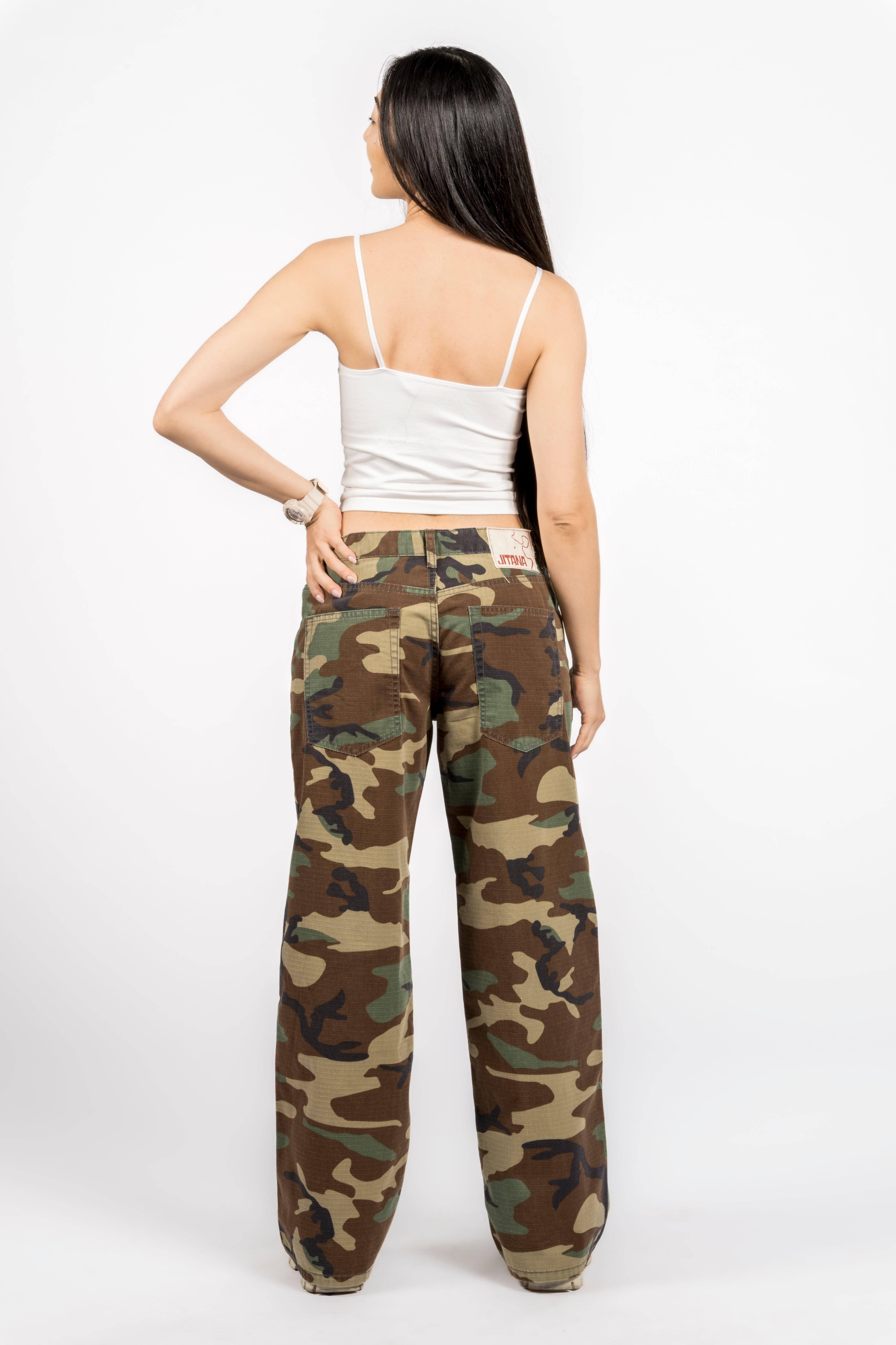Navari 5 Pocket Low Rise Baggy Fit Camo Pant