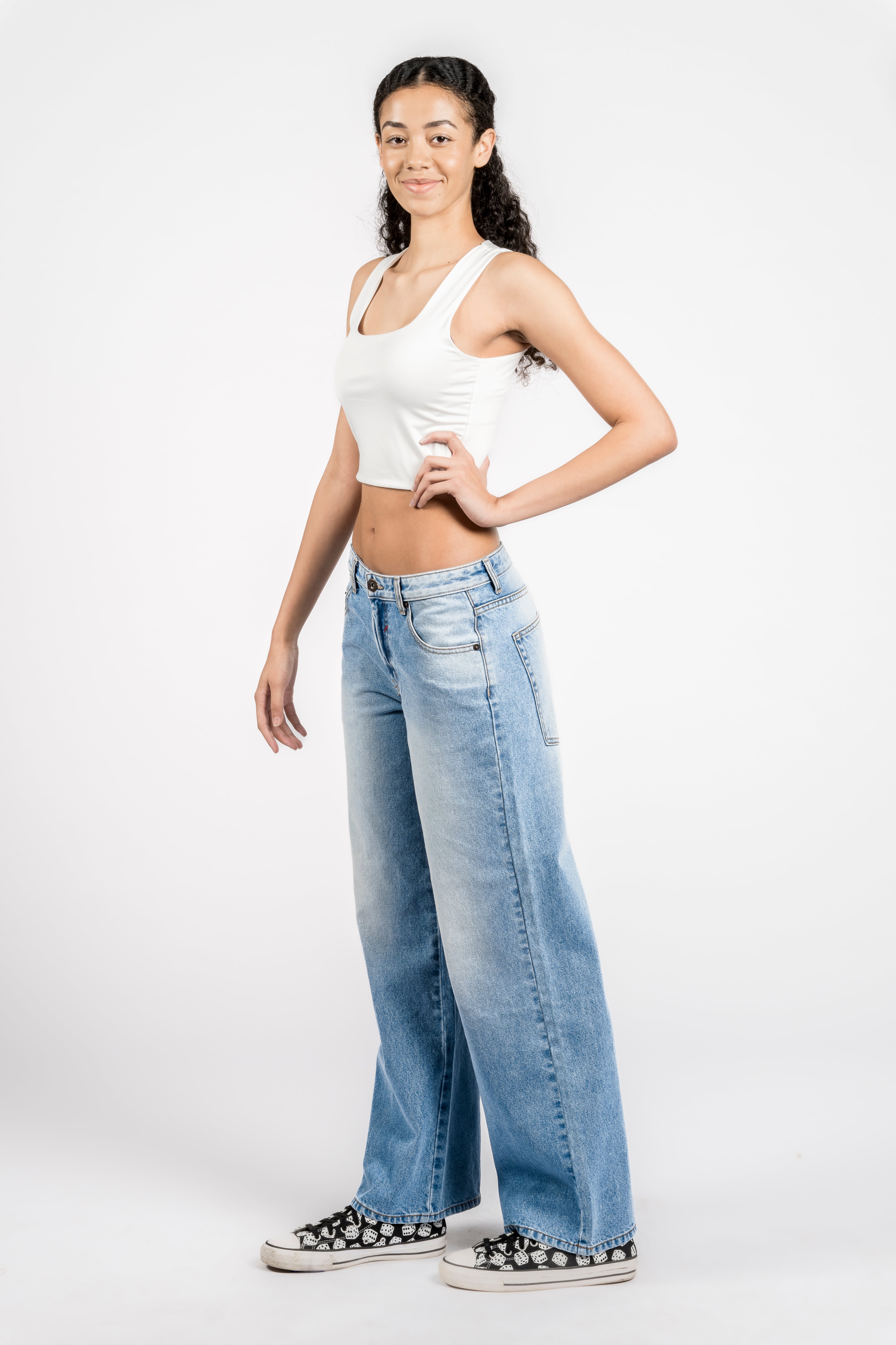 仮取置　anuans wide leg denim ライトブルー　1 S 洗える Wide leg denim/マシンウォッシャブル（デニムパンツ/ジーンズ