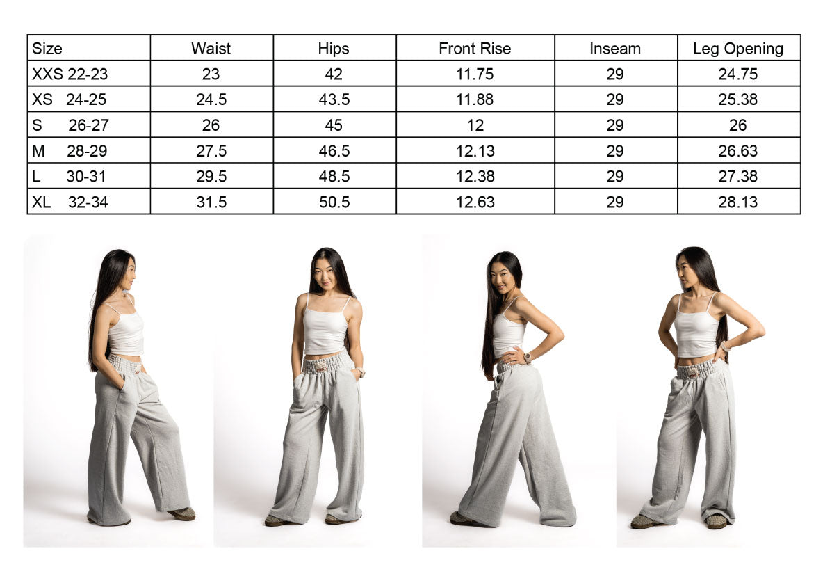 Mae French Terry Wide Leg 2 Pocket Sweatpants with Ruched Elastic Waistband